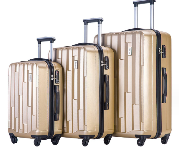 Wholesale gold ABS 3 in 1 luggage set for travel