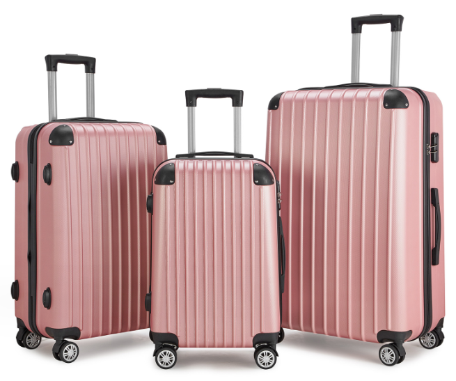 Wholesale pink ABS travel 3 in 1 luggage set